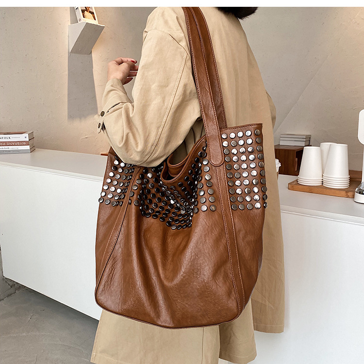 Daily Occasion Women's Large Pu Leather Solid Color Streetwear Square Zipper Shoulder Bag Tote Bag