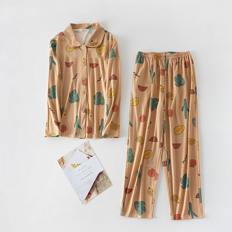 Pijamas de primavera y otoño de las mujeres más el tamaño de algodón puro de manga larga ropa de casa para las mujeres y las madres de dos piezas traje de invierno