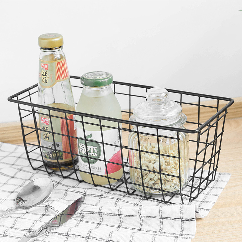 Cesta de almacenamiento de estilo japonés cesta de almacenamiento de hierro multifuncional montado en la pared caja de almacenamiento de cosméticos caja de almacenamiento de cocina cesta de almacenamiento