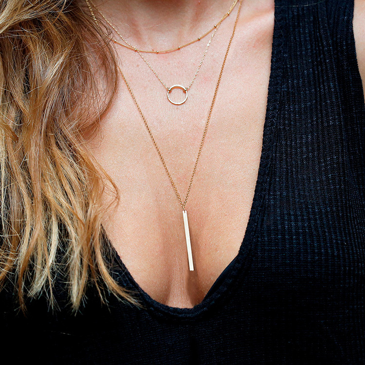14g Weight 0.05µm-0.08µm Gold Plating Thickness PVD Coated Gold Plating Process 14K Gold, Real Gold Plated Plating Material 304 Stainless Steel Pendant Material Layered Necklaces Classification PVD Coated 14K Gold Rose Gold Real Gold Plated Geometric Stainless Steel Elegant Luxurious Waterproof Non Tarnish 304 Stainless Steel Layered Necklaces
