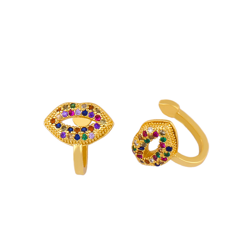 Conception Originale Boucles D'oreilles Micro-incrusté Couleur Zircon Bouche Oreille Clip Non-percé Oreille Os Clip Croix-frontière Gros Ers51 display picture 6