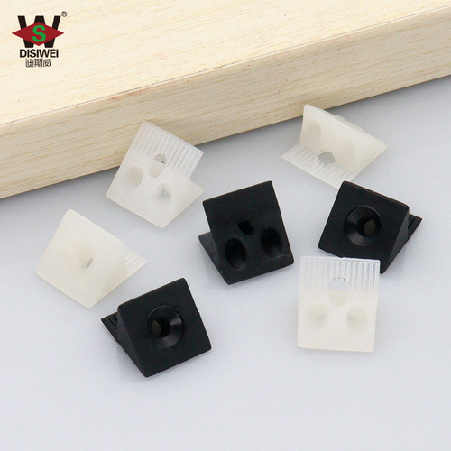 Diswei factory direct sales white back plate buckle with self-tapping screws plastic corner code wardrobe cabinet shelf holder