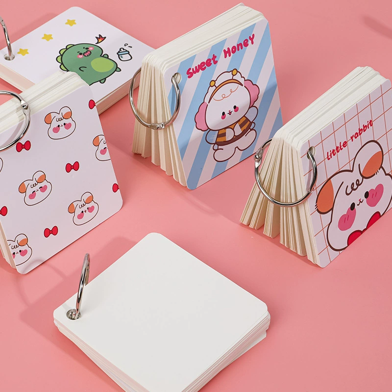 Hang Su [animal cartoon iron ring notebook for students English vocabulary pocket ring binder portable blank loose-leaf notebook]