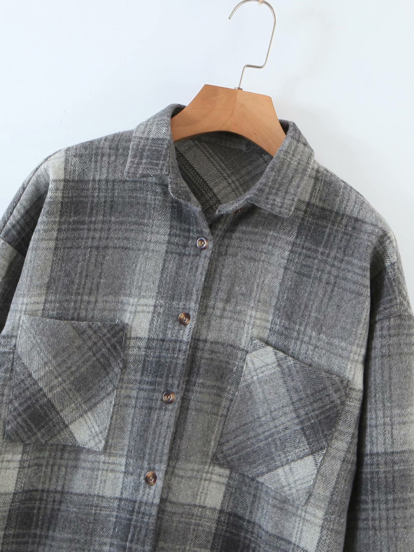 autumn and winter brushed plaid padded shirt  NSAM16154