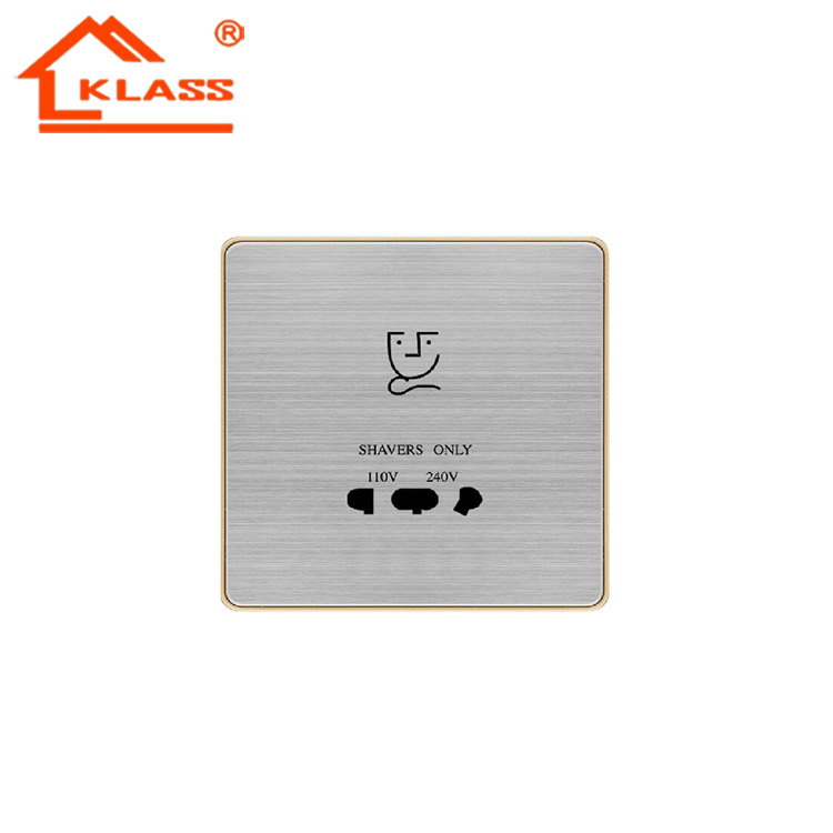孟加拉外贸86型不锈钢拉丝变态点插座平板墙壁插座刮须刀插座