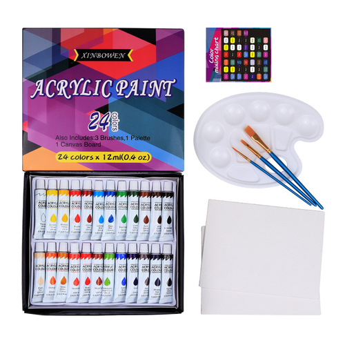 Cross-border 24-color aluminum tube acrylic paint set children's hand-painted wall painting DIY waterproof paint art bag wholesale