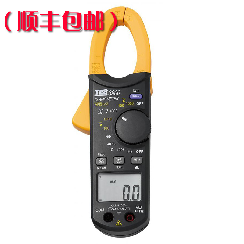 台湾泰仕TES-3910真有效值交直流钳形表变频器电压及频率测量