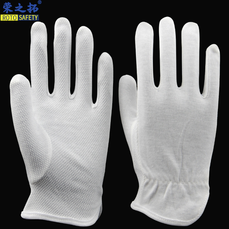 白色礼仪手套男女款薄阅兵礼仪涤棉工作防滑手套阅兵珠宝舞蹈表演