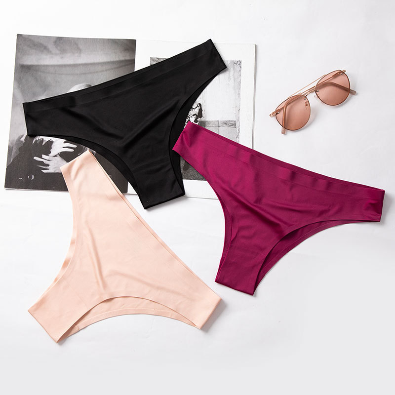 Sexy thong Women's Ice Silk seamless one-piece low waist European and American Foreign Trade sports fitness T pants women's underwear