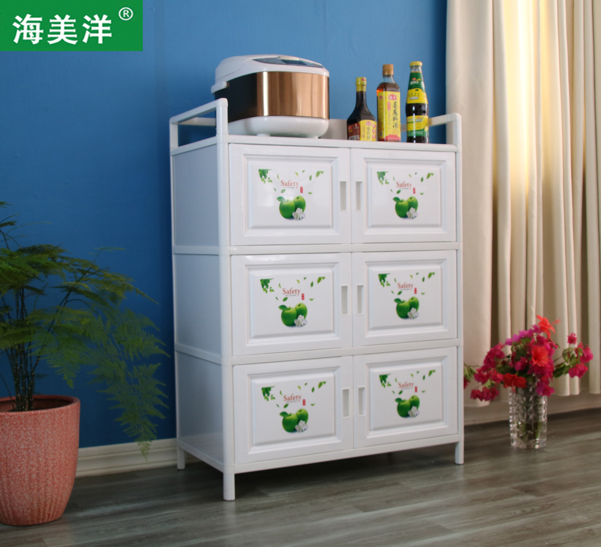 铝合金厨柜收纳柜厨房碗柜家用储物柜儿童玩具塑料柜宝宝衣柜|ms