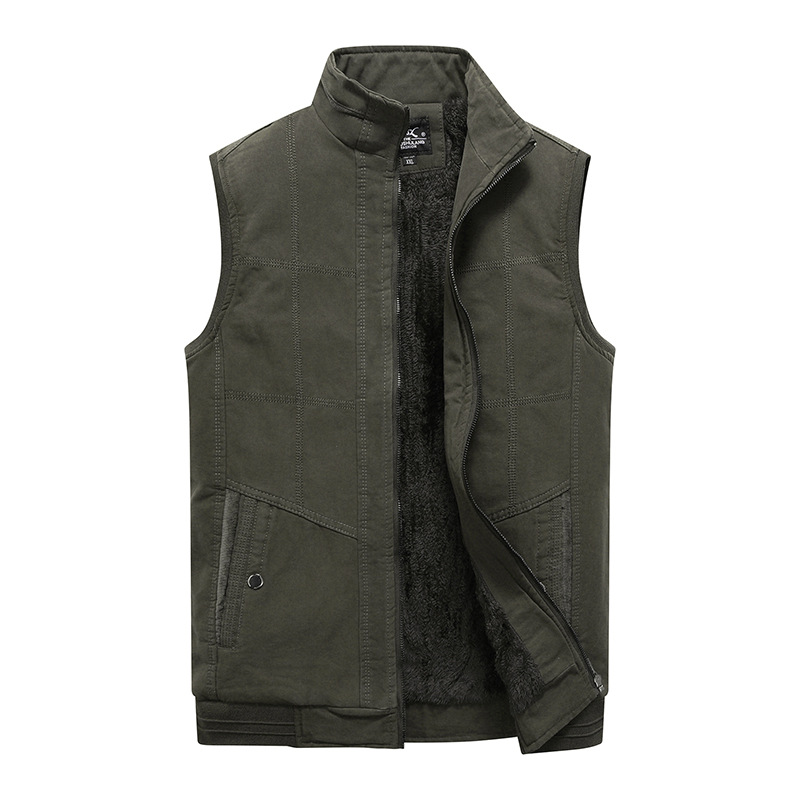 Chaleco forrado de lana para hombre Otoño e Invierno transfronterizo nuevo ocio al aire libre cálido sin mangas cómodo Chaleco de los hombres de moda