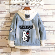 弹丸论破轮舞弹丸熊黑白熊男女休闲宽松时尚破洞牛仔外套秋装