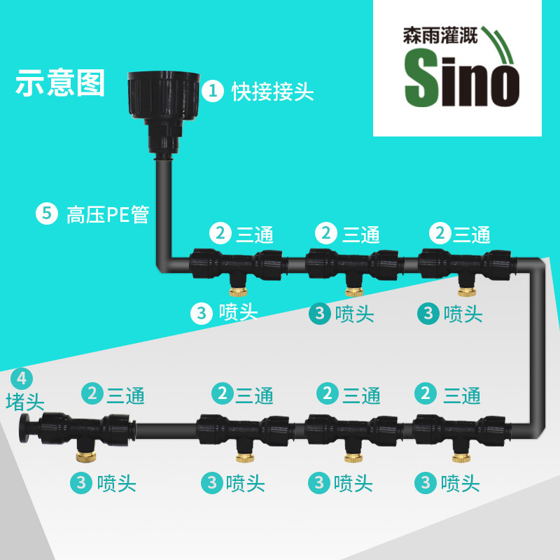 Negro 2 puntos 1 / 4 enchufe rápido soquete de pulverización de latón de baja presión atomización micro pulverización enfriamiento al aire libre libre libre de impuestos