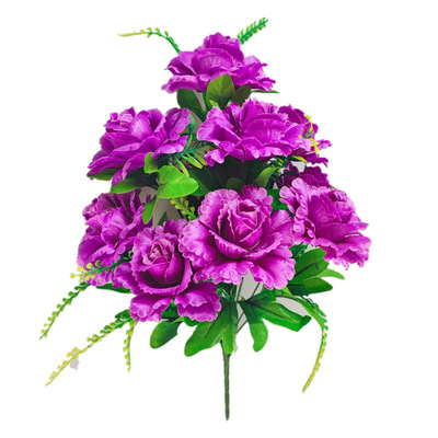 义乌照屏现货批发仿真绢花10头莎莎玫把花10头塑料花10头绢花