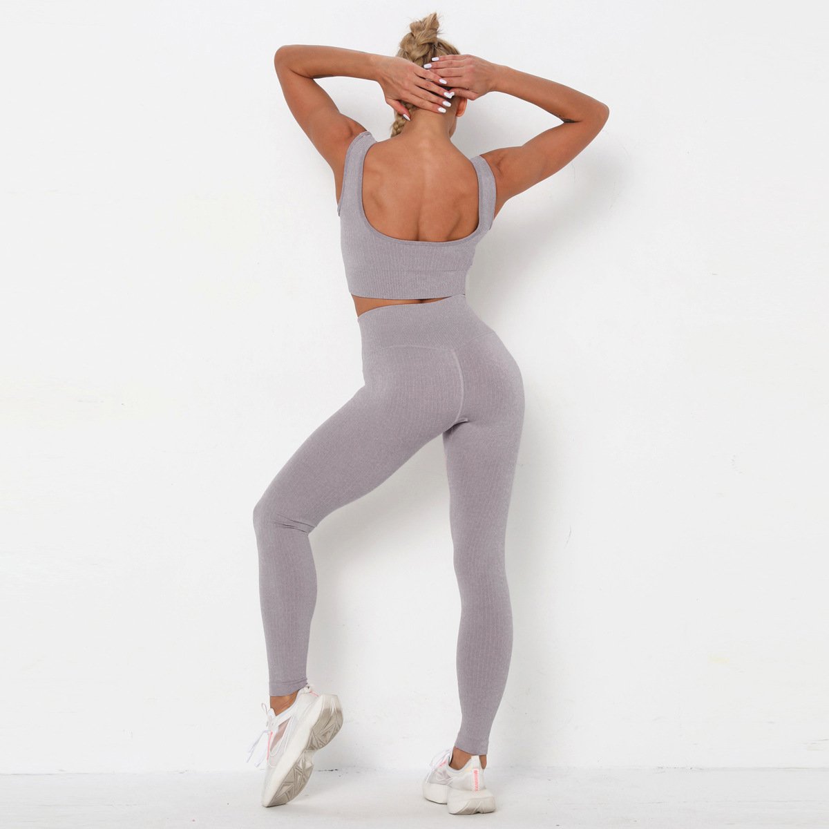 Triped Quick-Drying Beauty Back Yoga Suit NSNS12240