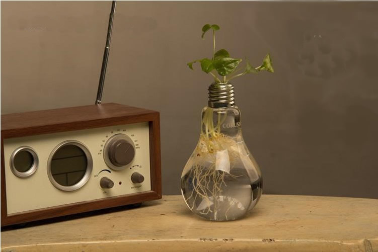 Estilo europeo creativo Bombilla Mesa florero de cristal transparente decoración flor hidropónica Dispositivo de moda accesorios para el hogar