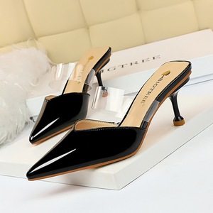 233-2 han edition contracted fine summer sandals for women's shoes with high heels paint shallow pointed mouth transpare