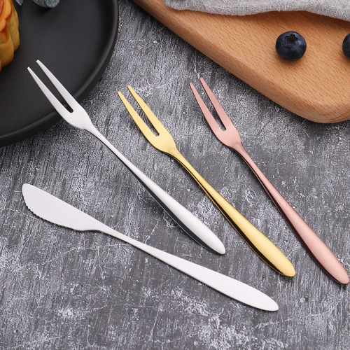 Wholesale pointed tail fruit fork, mooncake knife and fork, creative fruit pick dessert cake fork, household stainless steel fruit fork