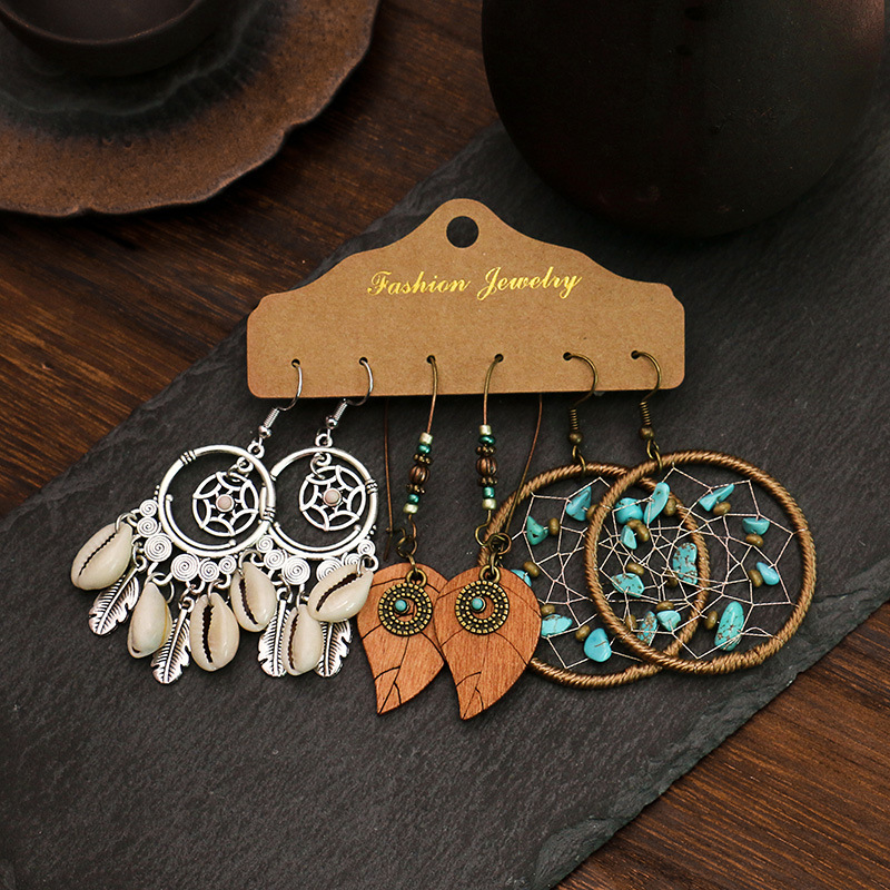 3 Pairs Ethnic Style Geometric Metal Enamel Women's Earrings display picture 6