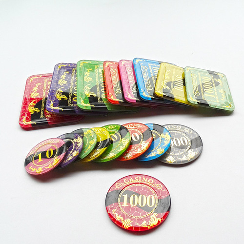 Crystal chip type A dragon and phoenix hot stamping acrylic anti-counterfeiting chess and card mahjong macau club token