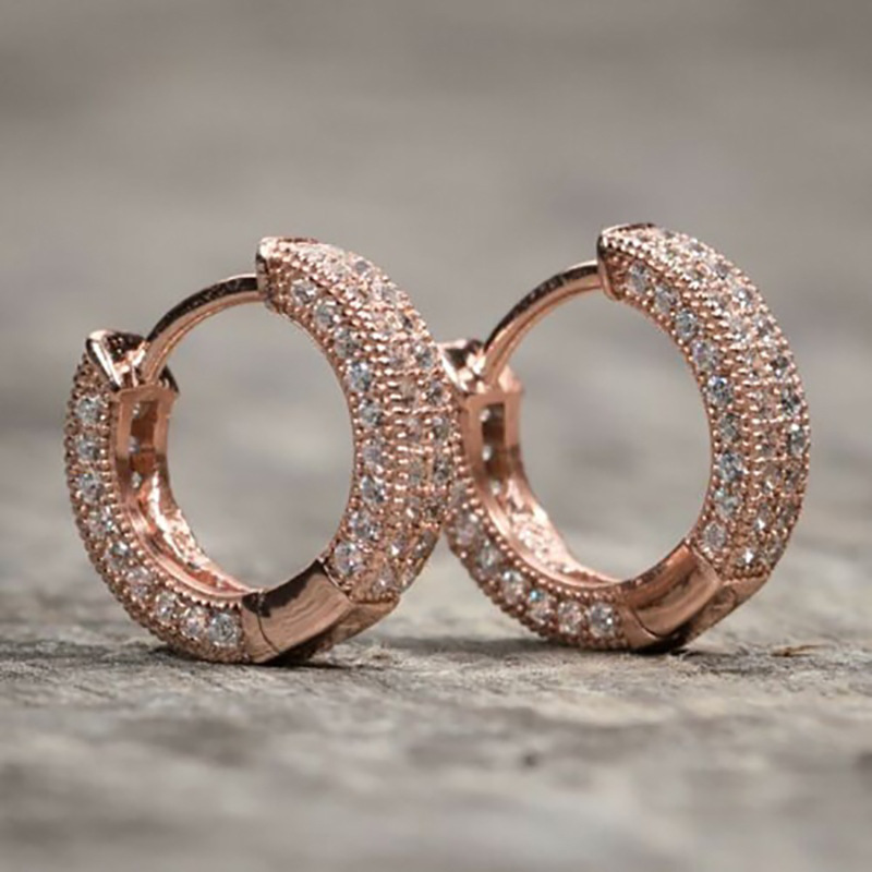 Boucles D'oreilles En Zircon Incrustées De Cuivre Simples À La Mode En Gros display picture 3