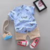 Children's sleeves, set for boys, cartoon dinosaur, shirt, children's clothing, wholesale, 1 pieces