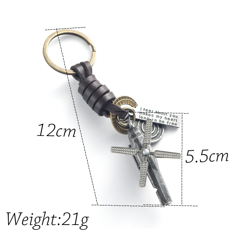 Wholesale Leather Rope Woven Fighter Punk Jewelry Keychain Nihaojewelry display picture 2