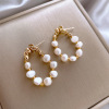 Silver needle, fashionable earrings from pearl, silver 925 sample, internet celebrity, Korean style