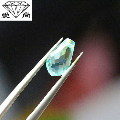 6x10mm立体水滴平头横孔绿水晶颜色透亮好看手链串珠多切面珠子