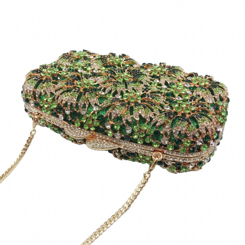 Túi clutch nữ đính đá kim loại cầm tay dự tiệc 17.5x5x11 cm — Màu đỏ, Màu tím, Màu xanh lá, Màu xanh lam chi tiết 18