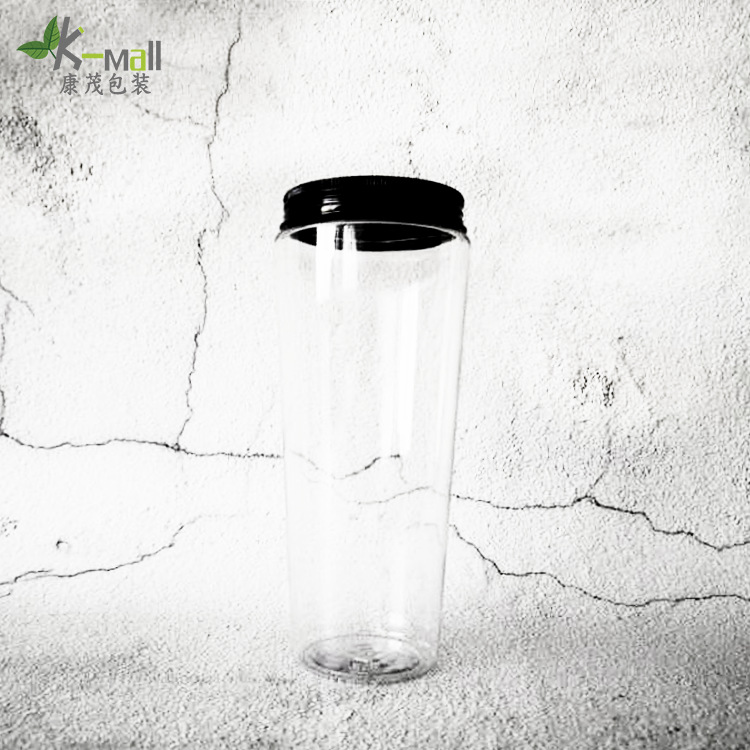 廠家現貨網紅喜茶款500ml高腳pet奶茶杯 塑料包裝瓶 飲料杯