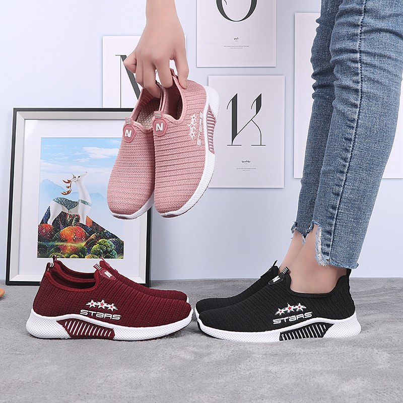 【包郵零售】新款壹腳蹬飛織系帶運動女單鞋