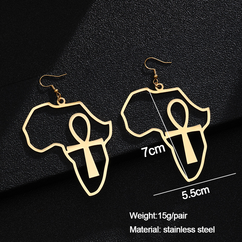 Simple Style Cross Map Plating Stainless Steel None 18K Gold Plated Earrings display picture 2
