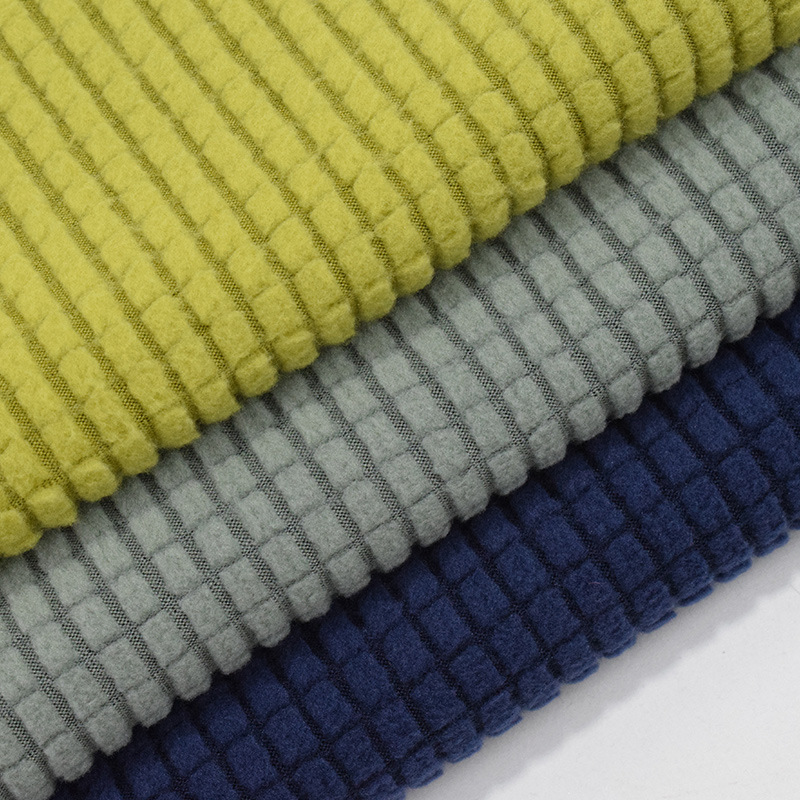 厂家多色玉米粒单面染色弹力格子面料 可复合沙发套针织绒布面料