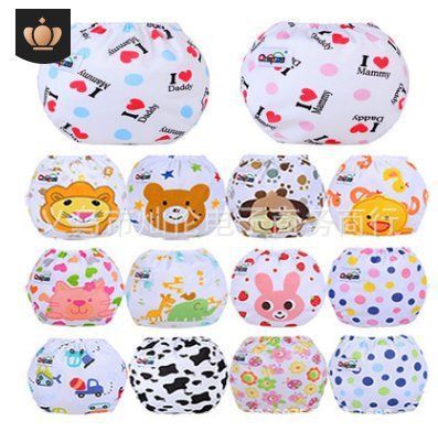 宝宝学习裤防水布尿裤可调节扣婴儿隔尿裤印花儿童拉拉裤|ms