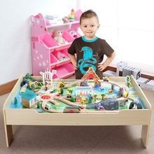 新品电动轨道木制恐龙主题105PS桌面儿童456岁男孩童动手组装玩具