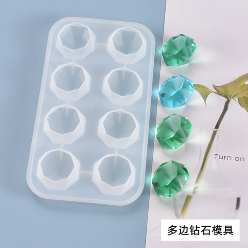 Poppy diy crystal glue mold multi-sided light-transmitting diamond handmade table decoration silicone mold