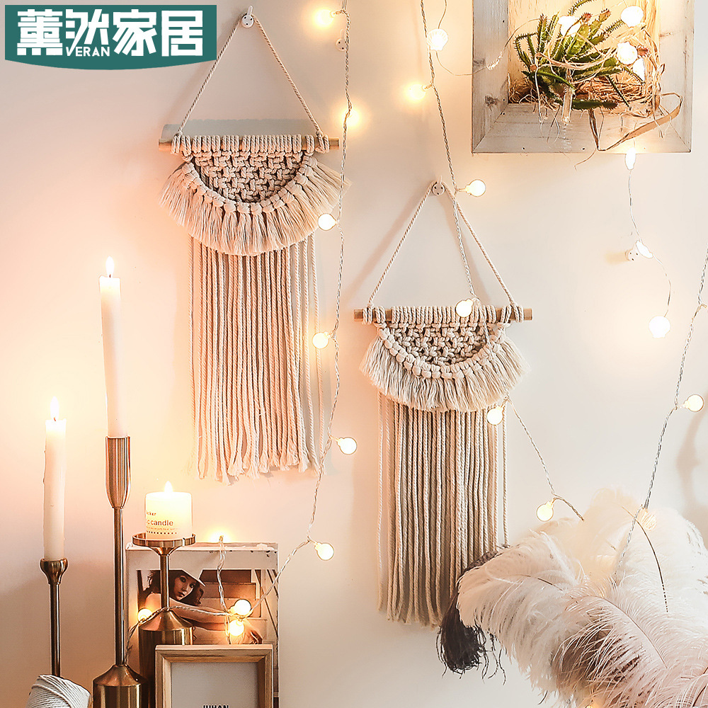 北欧风迷你挂毯手工编织流苏ins风壁毯民宿样板软装墙壁饰品GT102