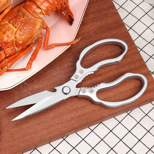 Stainless steel multifunctional kitchen scissors, aluminum alloy strong chicken bone scissors, fish opening beer SK5 scissors, household gold scissors