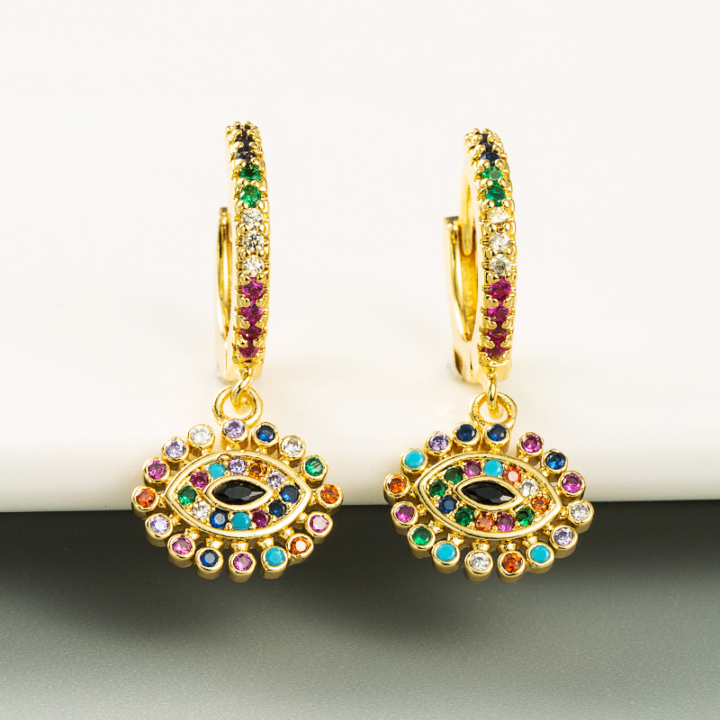 New Fashion Copper Inlaid Color Zircon Xaggerated Earrings display picture 2