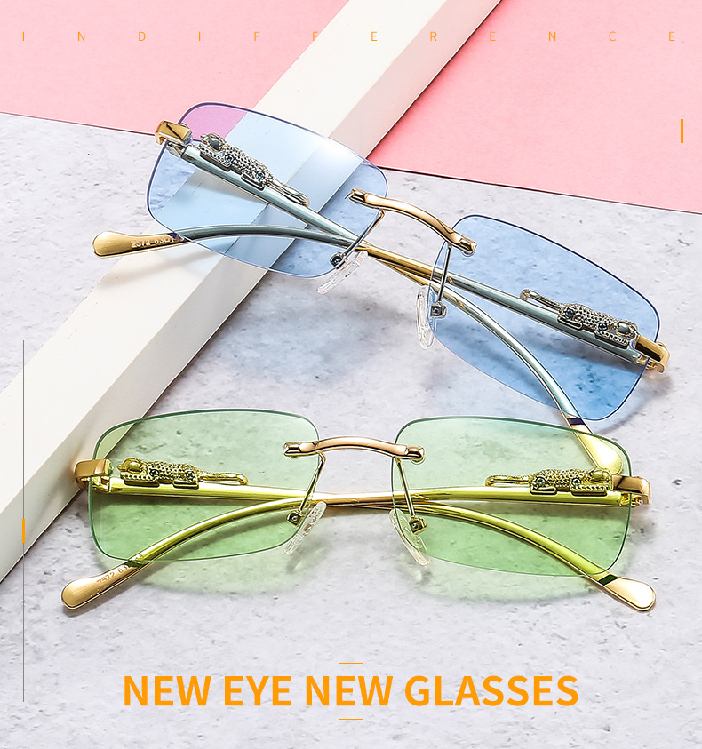 45g Weight Frameless Glasses Structure Sunglasses Classification Fashion Animal PC UV400 Protection Square Frameless Women's Sunglasses