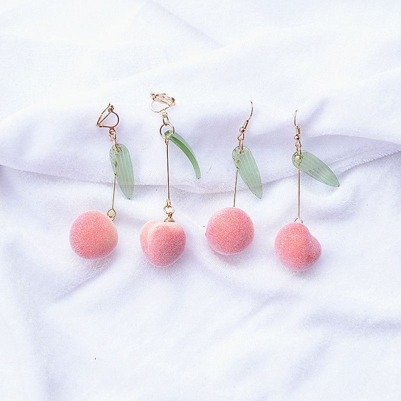 6g Weight 0.03µm-0.05µm Gold Plating Thickness Electroplating Gold Plating Process Iron Ear Needle Material KC Golden Plated Plating Material No Inlaid Inlay Material Cute Sweet Peach Earrings