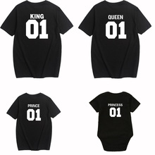 欧美棉T恤男女儿童家庭亲子装King01 Queen01 prince01短袖爬服