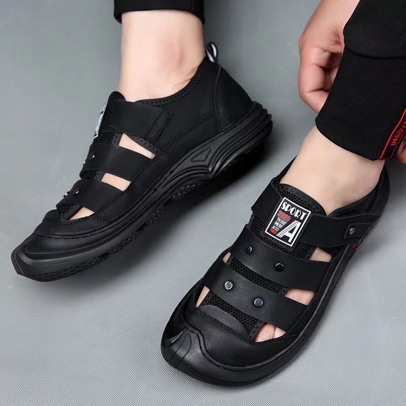 男士涼鞋2020夏季新款牛皮透氣百搭休閑男士涼鞋