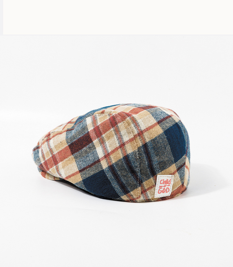 Fashion Color Plaid Vintage Anti-beret Women Breathable Niche Duck Tongue Retro Forward Hat display picture 7