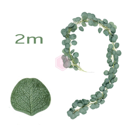 婚慶裝飾長春藤 跨境歐美風尤加利仿真植物綠葉藤 2米桉樹葉藤條