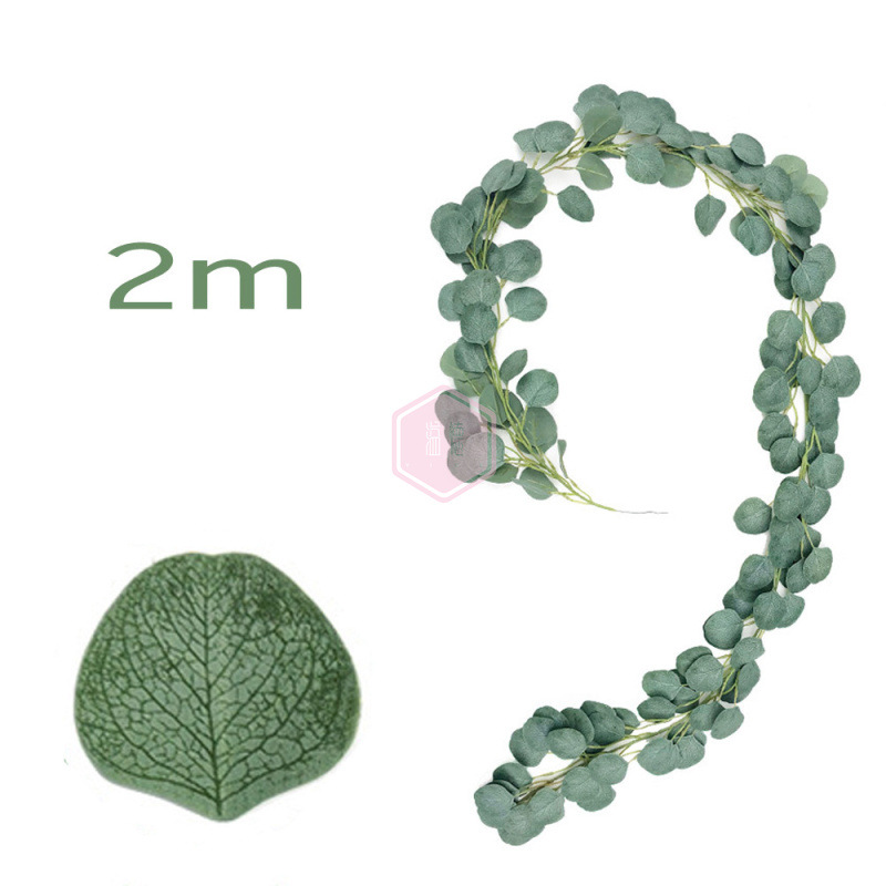 婚慶裝飾長春藤 跨境歐美風尤加利仿真植物綠葉藤 2米桉樹葉藤條