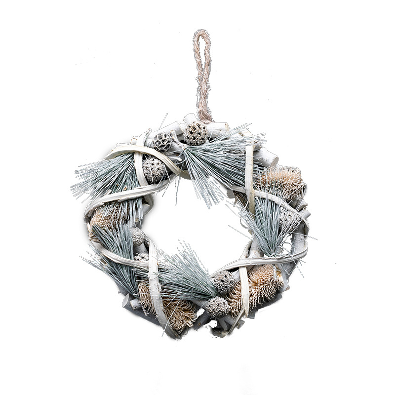 Navidad de madera guirnaldas de vinas anillo de decoración de Navidad colgante de vinas blancas colgantes de puertas colgantes de pared de cafetería del centro comercial