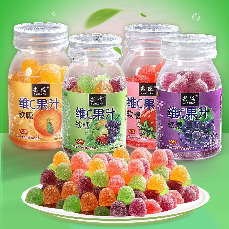Vitamin C fruit juice soft candy QQ soft candy canned candy mixed fruit flavor children nostalgic casual snacks Vitamin C fruit juice soft candy QQ soft candy canned candy mixed fruit flavor children nostalgic casual snacks