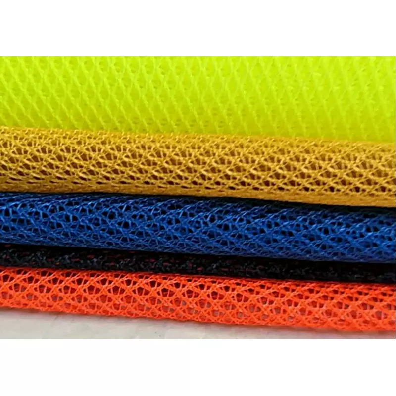 经编涤纶鱼鳞网眼布 荧光鱼网背心 反光衣涤纶网眼布 有光马甲网